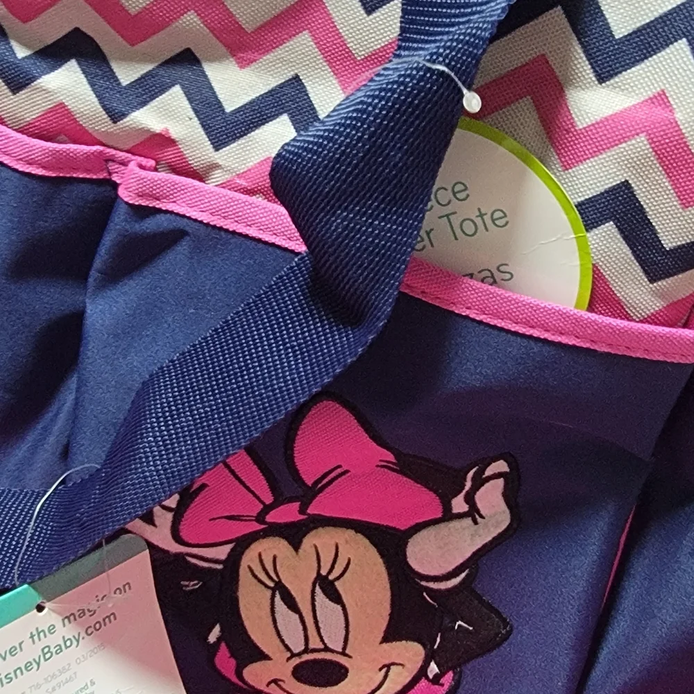 Minnie Mouse Navy & Pink Chevron Tote Bag